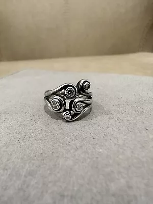 $79 • Buy Pandora Silver Ring With CZ  Leaf Ring Size 50