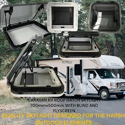 Caravan Motorhome Rv Roof Hatch Skylight 700x500 With Blind And Led Light • $450