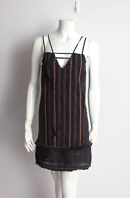 $20 • Buy SASS & BIDE  Eleven Scent  Womens Black Mini Dress W Frayed Trim - Size AUS/UK8