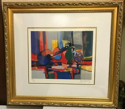 Marcel Mouly Original Hand Signed   Guitare Pichet Et Poisson Roug  Color Litho • $1600