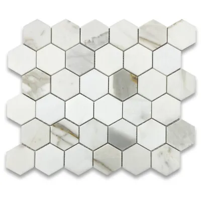 G32XH Calacatta Gold Calcutta Marble 2 Inch Hexagon Mosaic Tile Honed • $23.99