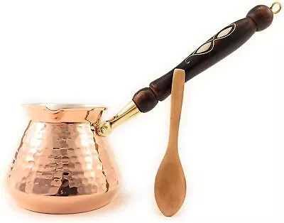 Silk Road Large Copper Turkish Coffee Pot With Wooden Handle 18 Fl Oz • $91.53