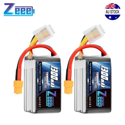$45.99 • Buy 2PCS Zeee 4S LiPo Battery 1300mAh 120C 14.8V XT60 For RC FPV Quad Drone Racing