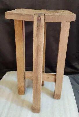 Antique Oak Mission Plant Stand Pedestal Table Stool Slot Wood Screws Solid 18  • $199.99