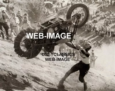 1937 HARLEY DAVIDSON MOTORCYCLE HILL CLIMB RACING CRASH 8x10 PHOTO RACE THE HILL • $14.41