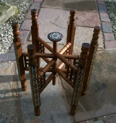 Antique Islamic  Inlaid Folding Side Table With   Brass Tray • $164.16