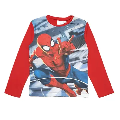 Spiderman T-shirt Boys Marvel Spiderman Long Sleeve Top Red Age 3-8 Years • £10.99