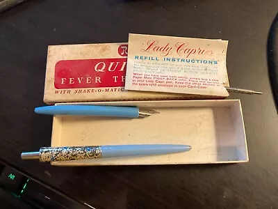 VINTAGE PAPERMATE BLUE LADY CAPRI STARBURST PEN + Ink Well Wing Flow Pen • $10.95