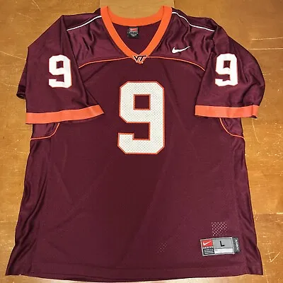 Vintage Virginia Tech Hookies Jersey Mens Large Red #9 Football Nike • $59.95