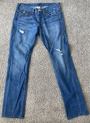 True Religion Y2K Jordan Vintage Blue Jeans RN 112790 Horseshoe Pocket Womens 28 • $30