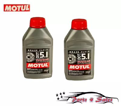 Motul DOT 5.1 HIGH PERFORMANCE Brake Fluid 500ml (MOTUL DOT 5.1) SET OF 2 NEW • $28.95