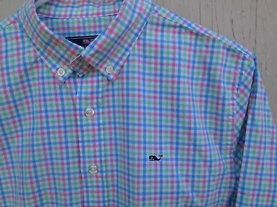 ❤ VINEYARD VINES Boys Plaid Button Whale Shirt XL 18 Long Sleeve Cotton FREESHIP • $19.99