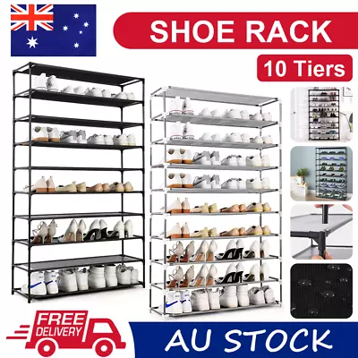 $24.59 • Buy Shoe Rack 10 Tier Shelves Shoes Cabinet Storage 50 Pairs Steel Stand