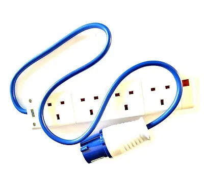 Fly Lead 16 Amp Plug To 13A 4 Gang Socket Caravan Hook Up Power Cable Generator • $17.39