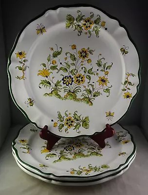 Three Varages Vieux Provence  Stylized Floral Art Pottery Chargers Plates • $83.97