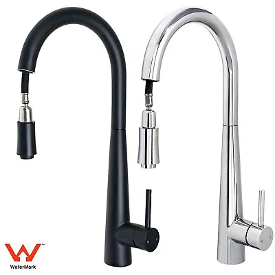 WELS Pull Out Kitchen Sink Tap Round Basin Mixer Faucet 2 Mode Black/Chrome/Gold • $92.99