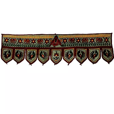 Indian Door Hanging Toran Embroidered Cotton Handmade Window Topper Valance Boho • $18.69