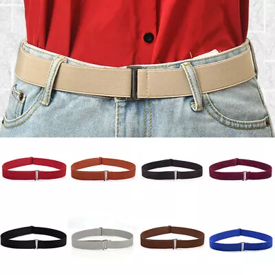 Invisible Belt Flat Buckle Elastic Waist Belt No Show Women Belt Adjustable Belt • £4.14