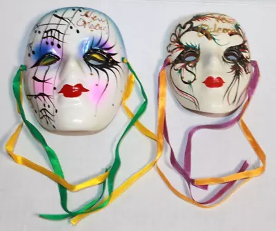 Lot 2 Ceramic New Orleans Mardi Gras Face Masks • $11.99