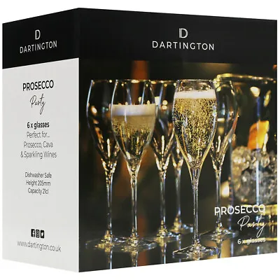 Dartington Prosecco Glasses Party Pack Of Six Serve Champagne Or Sparkling Wines • £32.49