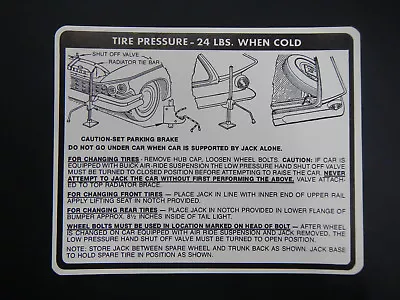 1959 Buick Invicta Electra LeSabre Trunk Bumper Jack Instructions Decal 59 NEW • $28.94