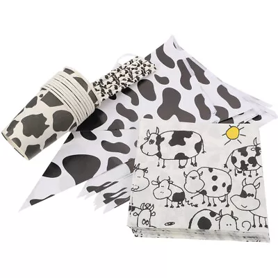 Cow Printed Paper Farm Paper Plates Napkins Straws Party Tableware • £10.99