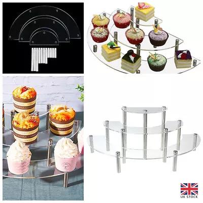 3 Tier Acrylic Cake Display Cabinet Engagement Wedding Home Party Cupcake Stand • £14.65