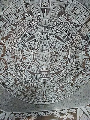 Myan Vintage Aztec Native Table Cloth 101  Length X 61 1/2 Inch Wide Cream Color • $0.99