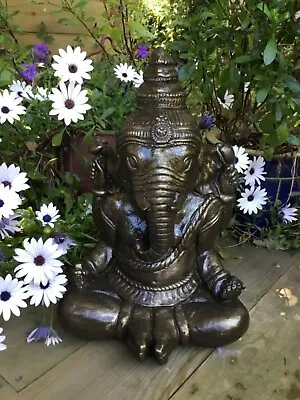 £40 • Buy Stone Garden Large Gold Ganesh Buddha Elephant Praying Statue Ornament