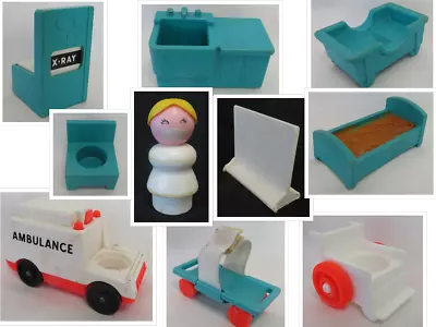 1976-78 ORIGINAL ACCESSORIES For Fisher-Price CHILDREN'S HOSPITAL Playset #931 • $5.99