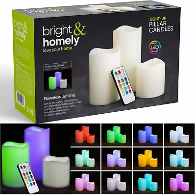 Colour Changing LED Candle Flameless Flickering LED Wax Mood Set With Remote  * • £9.99