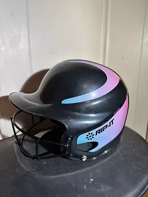 RIP IT Vision Pro Softball Batting Helmet Black Purple Pink Sz S/M 6-6 7/8 • $25