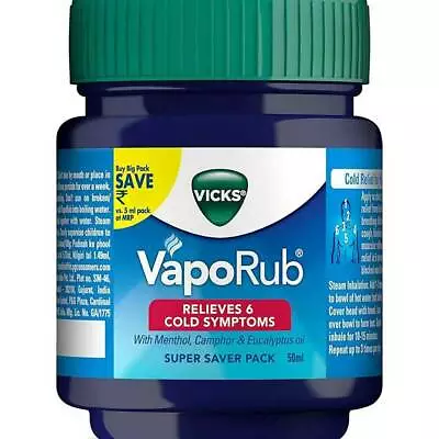 1.76oz (50g) Vicks Vaporub Relief From Headache Cough Cold Flu Blocked Nose • $11.28