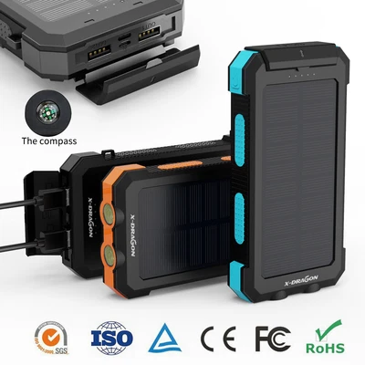 $46.99 • Buy 500000mAh Solar Waterproof Power Bank 2 USB LED Type-C Battery Charger For Phone