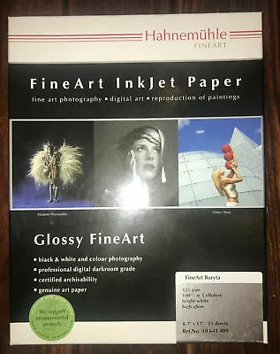 Hahnemuhle Fine Art Baryta Bright White Inkjet Paper 325gsm 8.5x11  17 Sheets • $37.50