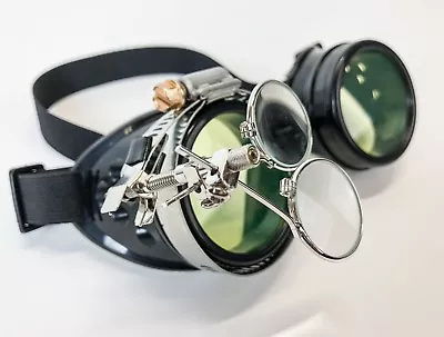 $16.99 • Buy Steampunk Goggles Crazy GCG Burning Man Cosplay Costume Mad Scientist 16X Green