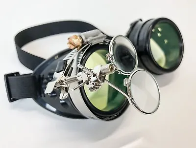 Steampunk Goggles Crazy GCG Burning Man Cosplay Costume Mad Scientist 16X Green • $16.99