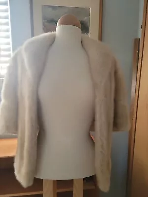 Tourmaline Emba Vintage Real Fur Mink Stole Glamour - Beige/Cream Wedding Glam! • $179.99