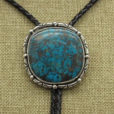 Large Sterling Silver Turquoise Bolo Tie By Jose Campos+ • $675