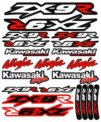 ZX-9R Ninja Racing Motorcycle Decals Stickers Set Fairing Laminated ZX9R ZXR RED • £11.88