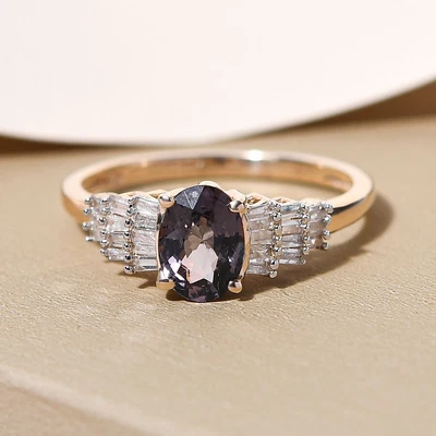 £196.99 • Buy TJC Spinel And Diamond Ballerina Ring In 9ct Yellow Gold TCW 1.05ct