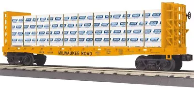 MTH 30-76451 O Gauge Milwaukee Road Bulkhead Flat W/Lumber Load NIB • $68.35