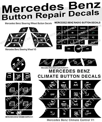 Premium Mercedes Benz Button Repair Package Steering AC Window Decals Stickers • $34.95