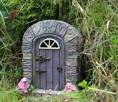 Garden Ornaments Fairy Door Solar Elf Pixie Wooden Stone Magical Outdoor Indoor • £12.95