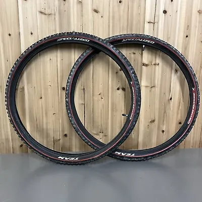 Vintage Specialized Rockstar Team Mountain Bike Tires 26” X 1.90 Pair Black/Red  • $59.49