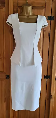 Zara Work Special Occasion Formal Peplum White Dress Size S / Uk 8 - 10 • $23.65