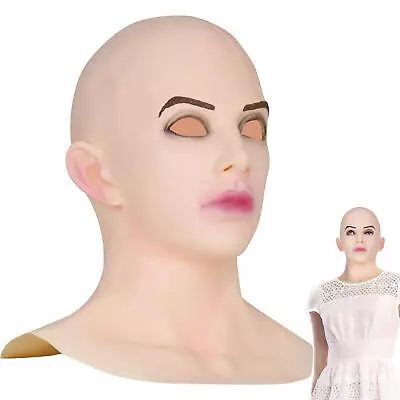 Halloween Latex Mask Realistic Female Woman Face For Crossdressing Girl Headgear • £23.58