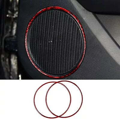 Real Red Carbon Fiber Speaker Bezel Cover Set For 15-22 Ford Mustang • $49.99