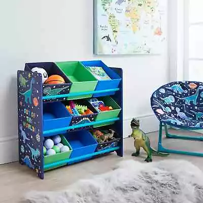 Kids Dinosaur 9 Tub Storage Drawers Glow In The Dark Kid Clothes Crafts & Toys • £36.99