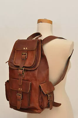 Vintage Men's Leather Backpack Bags Shoulder Briefcase Rucksack Laptop Bag • £119.53